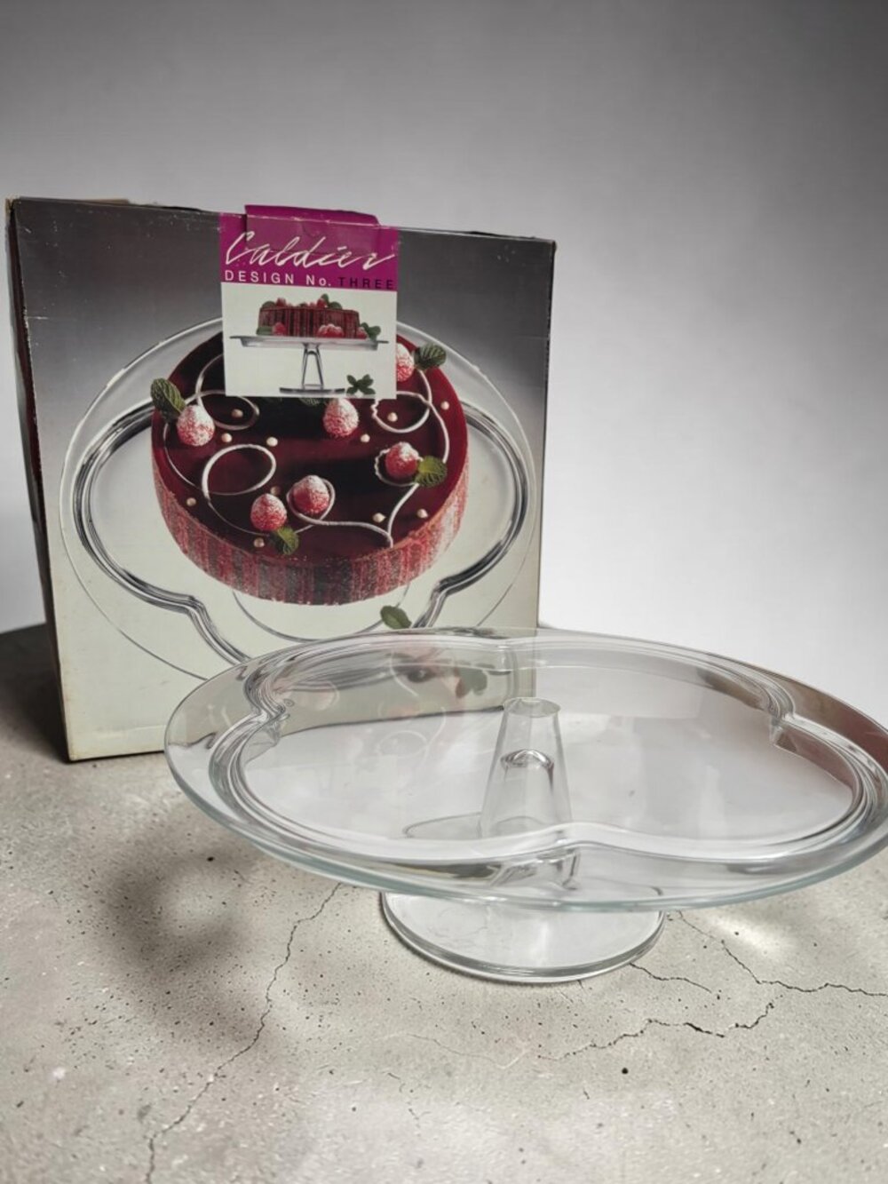 Caldier Design No. Three Glass Footed Plate 12" Pedestal Serving Stand Made In I